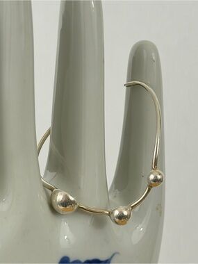 Modernist Sterling Sliver 3-bead Cuff Bracelet Stamped MEX 925 and Artist Signed